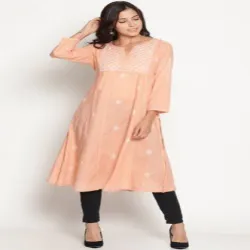 Designer Long Kurti, Size Small, Medium, Large, Fabric Cotton