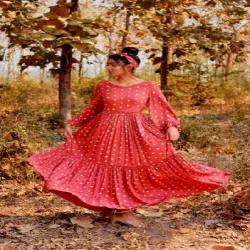 Ladies Half Sleeve Floral Maxi Dress, Occasion Casual