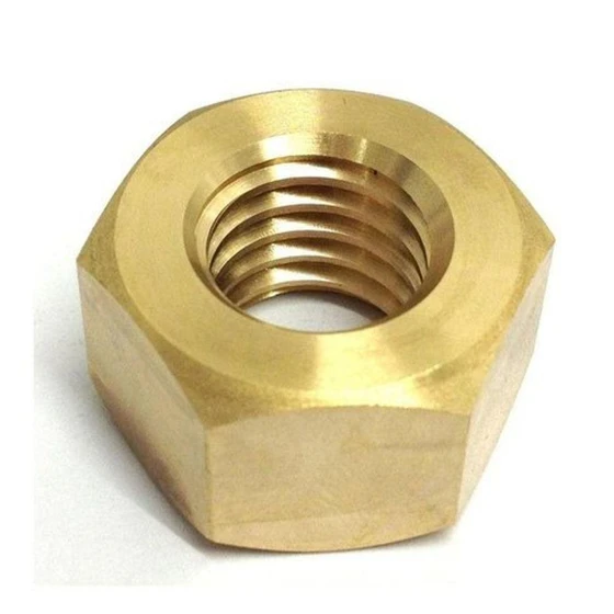 Brass Hex Nut — Round Head Bright Polish Surface