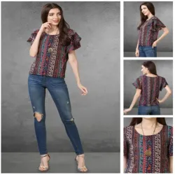 Peach Sleeveless Top Burgundy Layered Trouser Set, Top Style Long