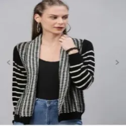 Ladies Cardigan Sweater, Fabric Woolen