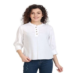 Premium Quality Full Sleeved Womens White Cotton Top