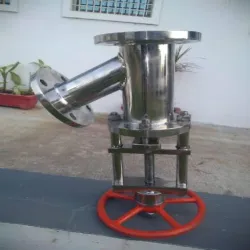 4MA MAKE SA CYLINDER OPERATED Y-TYPEANGLE TYPE FLUSH BOTTOM VALVE, Diameter 150 X 100 mm