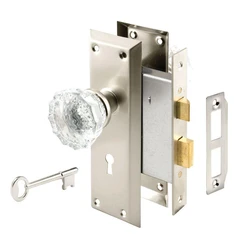 Glass Knob Lockset, Satin nickel constructed trim
