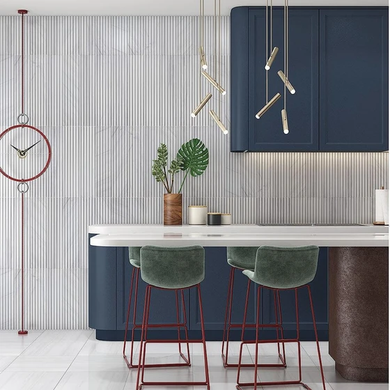 fluted marble tiles, unique texture,  natural beauty