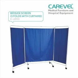 Stainless Bedside Screen Folds SS Trolley, Finish Powder Coated