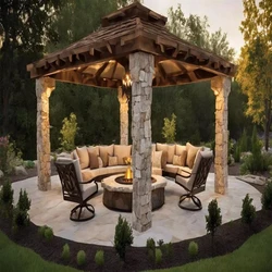 Bamboo Gazebo Stone Base, Masonry plinth, uv-resistant