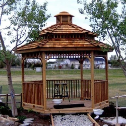 Bamboo Gazebo Wooden Accents, Villa & weathered wood