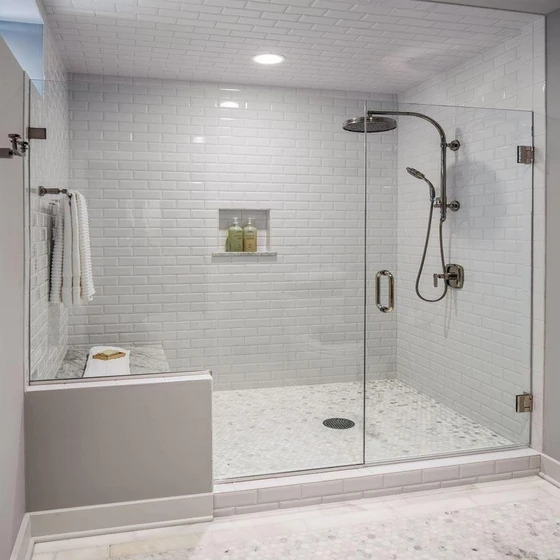 Shower Glass Partion — Chrome black satin frame color