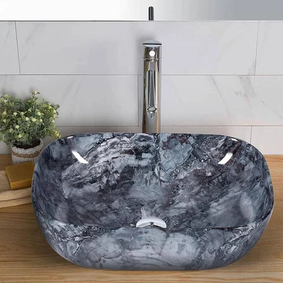 Ceramic Wash Basin — glossy round shape plain