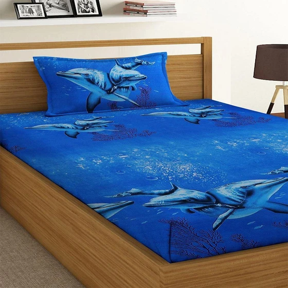 Cotton 3D BedSheets — Multi color machine wash