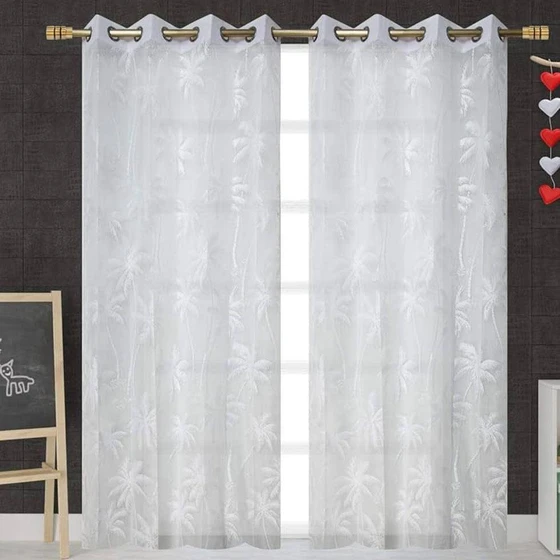 White Fancy Curtain — Custom Size Ployester Fabric