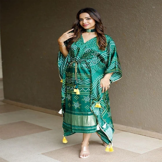 Banarasi Ladies Kaftan — Multicolor available v neck