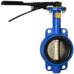 Pneumatic Rubber Lined Wafer Type Butterfly Valve, Material CI