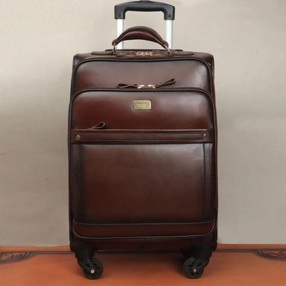 Dark Brown Luggage Bag — Fine finishing Grass brush