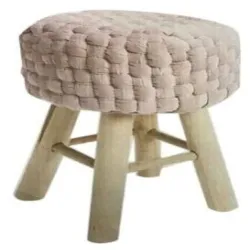 Wooden Stool, Seat Material Leather