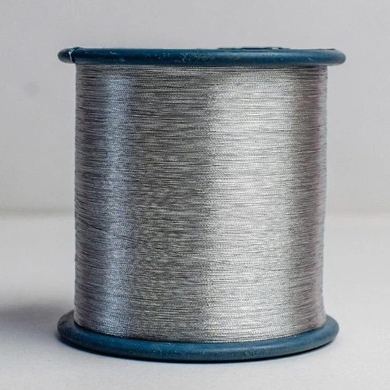 Silver Zari Thread — Nylon polyester material