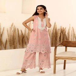 Embroidered Sleeveless Suit