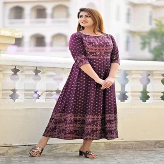 Long Ladies Kurti — Flared style calf length