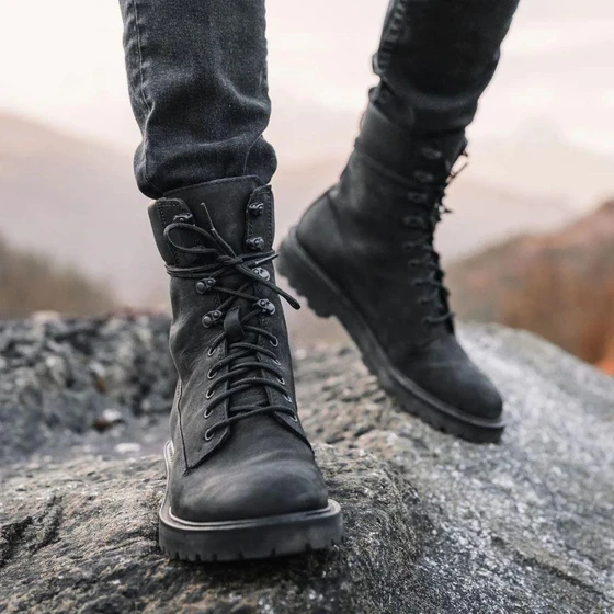 Black Army Boots — Mild leather material best quality
