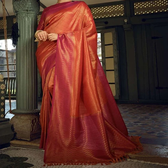 Art Silk Sarees — Embossed Wedding Wear Party