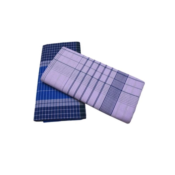 Men Cotton Lungi — Multi Color Striped Checked