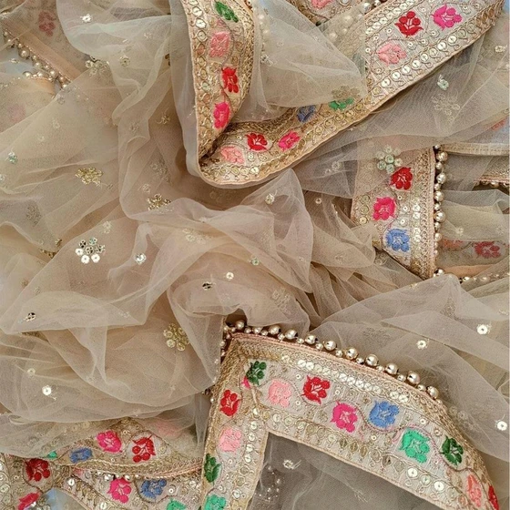 Embroidered Net Dupatta — Machine Made net material