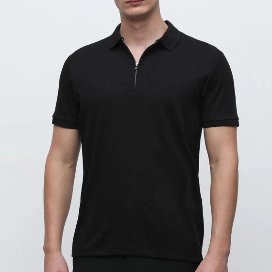 Polo Zipper T-Shirt — V Neck And Pantone Colors