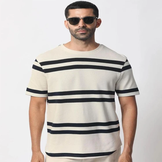 Stripes Half Sleeves T-shirt — Washable eco friendly