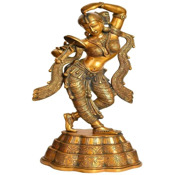 Brass Apsara Statue — Brown gold home decor use
