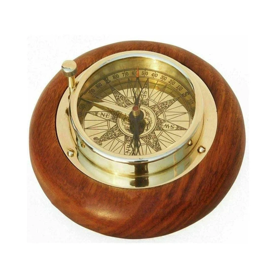 Wooden Nautical Compass — Paperweight magnetic