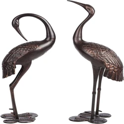 Pair Metal Crane Statues