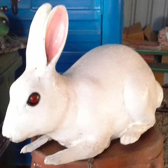 Frp Statues Rabbit — White brown colors