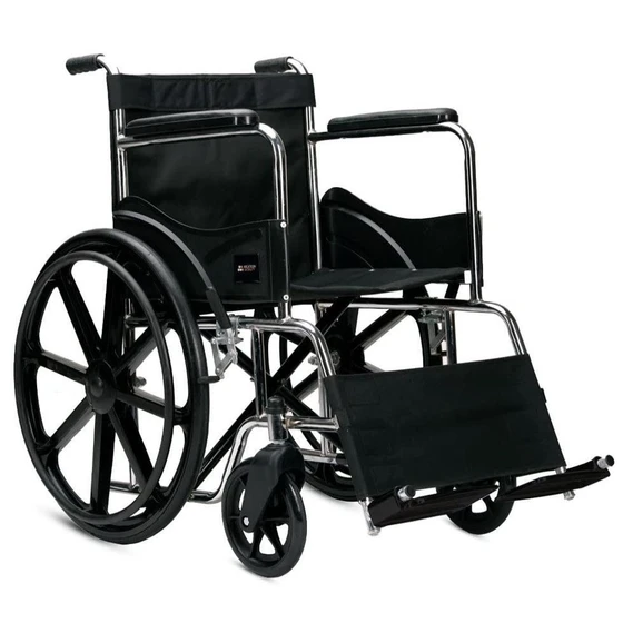 Steel Foldable Wheelchair — 98x33x88cm black color
