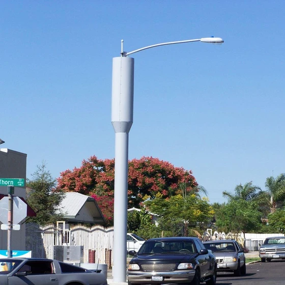 FRP Lighting Poles — Grey white and black color