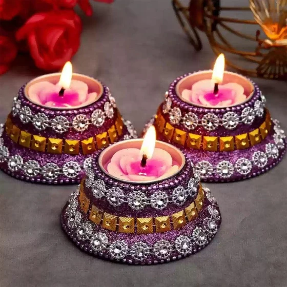 Fancy Lighting Candles — Glossy finished blue color