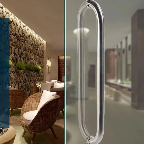 Glass Door Handle — Polished finishing metal
