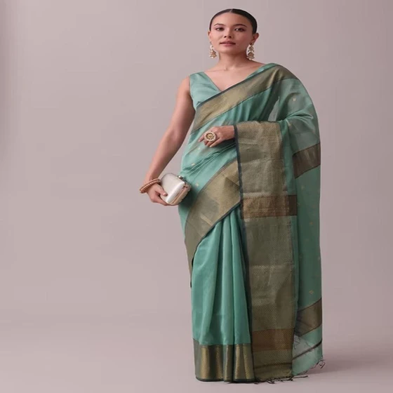 Cotton Zari Work Saree — Luminous print fancy wear