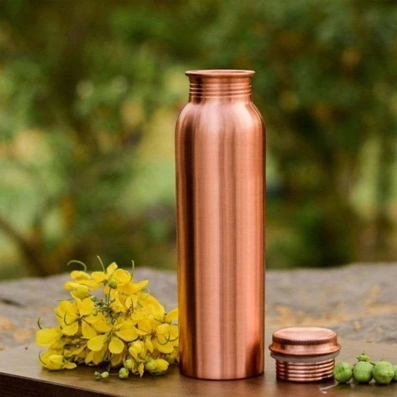 Copper Water Bottle — Round with handle shape