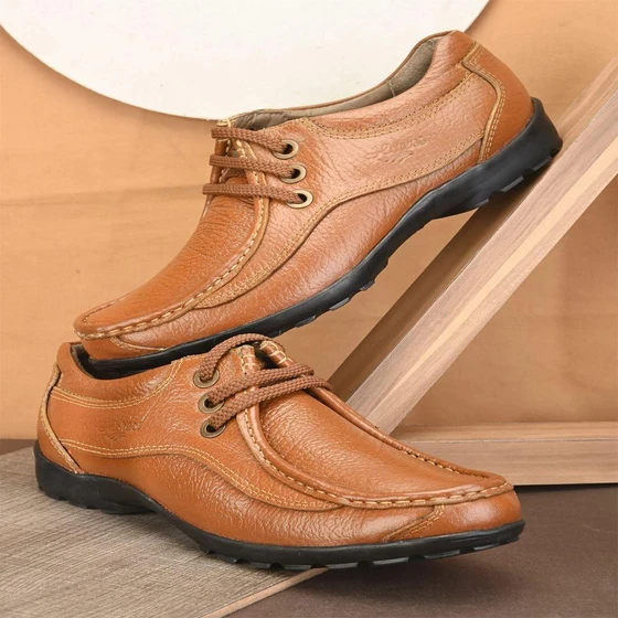 Casual Leather Shoes — Blue Black Grey Brown Colors