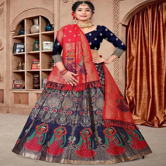Lehenga Choli Set — Embroidery work technics cotton