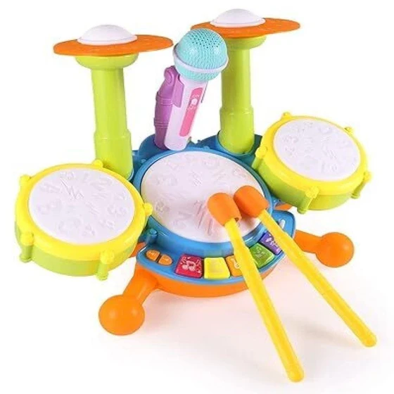 Musical Drum Toy — Adjustable microphones, durable