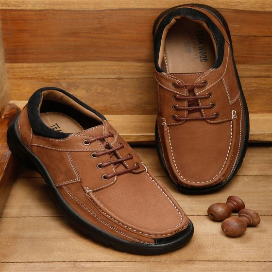 Men's Genuine Leather Shoes — Lace up style, winter season
