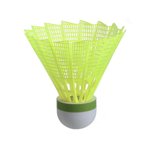 Plastic Badminton Shuttlecock — White and yellow, wooden