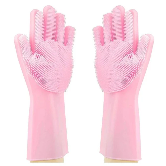 Scrubber Silicon Gloves — Rubber outer material