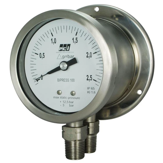 Differential Silver Pressure Gauge — Industrial
