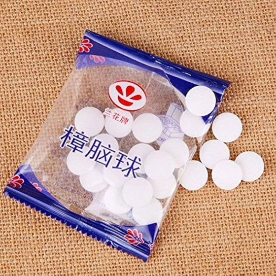 White Camphor Balls — Harmless and pollution-free