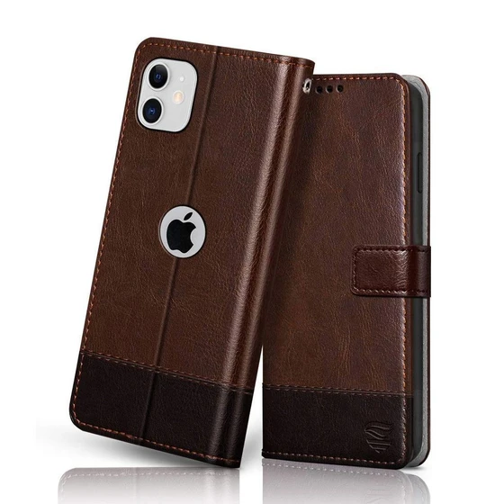 Leather Mobile Flip Cover — Shockproof, pebble texture