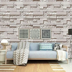 Bedroom Pvc Wallpaper, Natural nightstand featuring