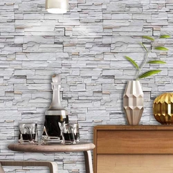 Grey Pvc Wallpaper, Removable waterproof design
